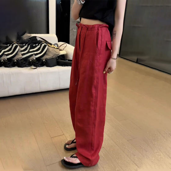 Red casual linen wide-leg pants for women 2025 summer thin style slim simple and versatile commuter niche straight pants
Red casual linen wide-leg pants for women 2025 summer thin style slim simple and versatile commuter niche straight pants