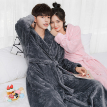 Sleepgown female autumn winter coral bathrobe couple plus thickening and long flannel mens pajamas autumn and winter