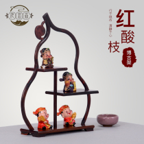 Solid wood Bogu rack small ornaments Bonsai Mahogany small crafts decorative red acid branches Purple sand pot display rack Chinese style