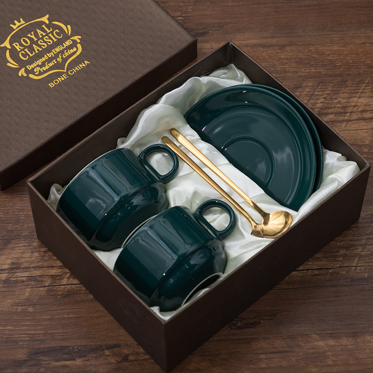 ceramic coffee cup and dish sending spoon european style small luxury simple home afternoon tea cup elegant light luxury set gift