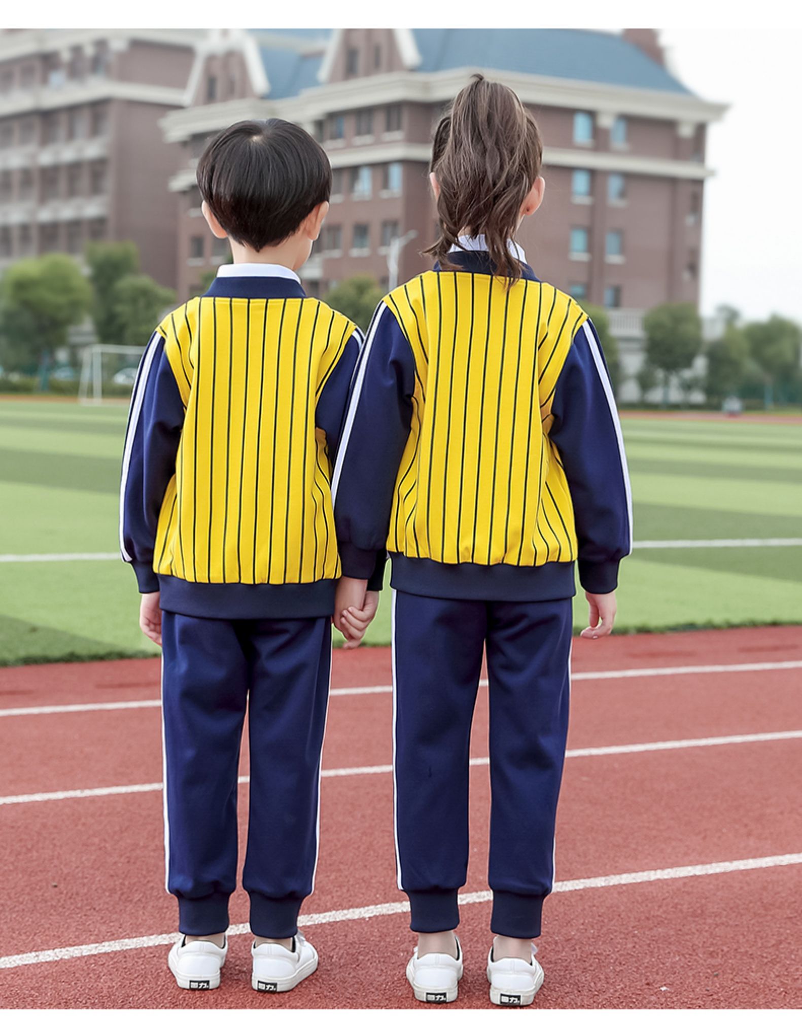 小学生校服套装儿童班服运动会三件套幼儿园园服春秋装红白黄条纹