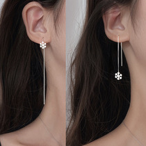Pure silver earrings South Korean temperament Sulong ear pendant Jane about 100 hitch Artisanal Wire Drawing Snowflake Earline Daughter Christmas