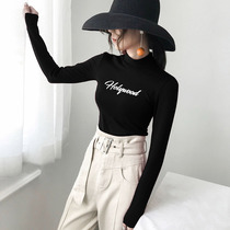 Ruan Xiaoqi Chao base shirt womens shirt long sleeve t-shirt half high collar cotton slim slim slim body tight set autumn winter clothes