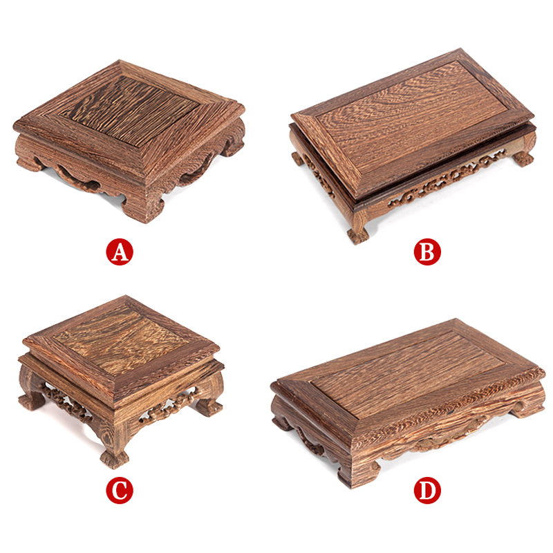 Redwood base rectangle handicraft furnishing articles wenge it flower pot, stone, solid wooden shelves