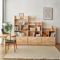 All-solid wood landing economy storage cabinet children combined wooden bookcase students simply collect shelves