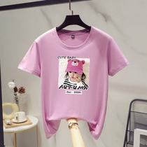 Pure cotton short sleeve T-shirt female summer Korean version of women print half sleeve loose summer 2021 New Base shirt Women