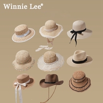Winnie Lee Japanese designer co-branded straw hat womens summer beach hat seaside sun hat sun hat