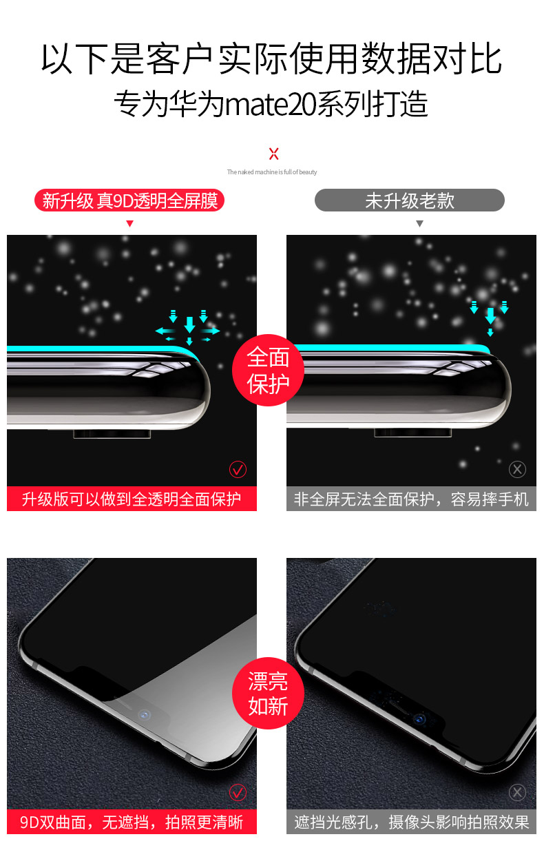 华为mate20钢化膜mete20全屏m20手机mata防蓝光护眼魅特mt20原装全包屏幕maet无白边mote磨砂meite原厂贴膜非商品详情图