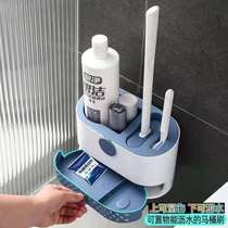 Silicone toilet brush household with dead-angle bathroom wall hanging shelf artifacts wash toilet brush with reception kit