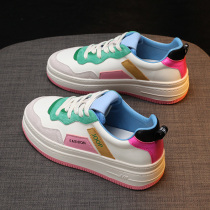 The original design of small white shoes 2022 new spring pine thick sole leather increases autumn casual plate shoes