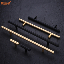 Slanka golden light luxury handle wardrobe copper black cabinet American cabinet door drawer single hole extended door handle