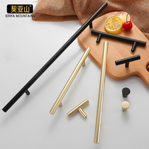 Nordic large wardrobe matte black cabinet American wardrobe door handle Modern simple drawer single hole copper small handle