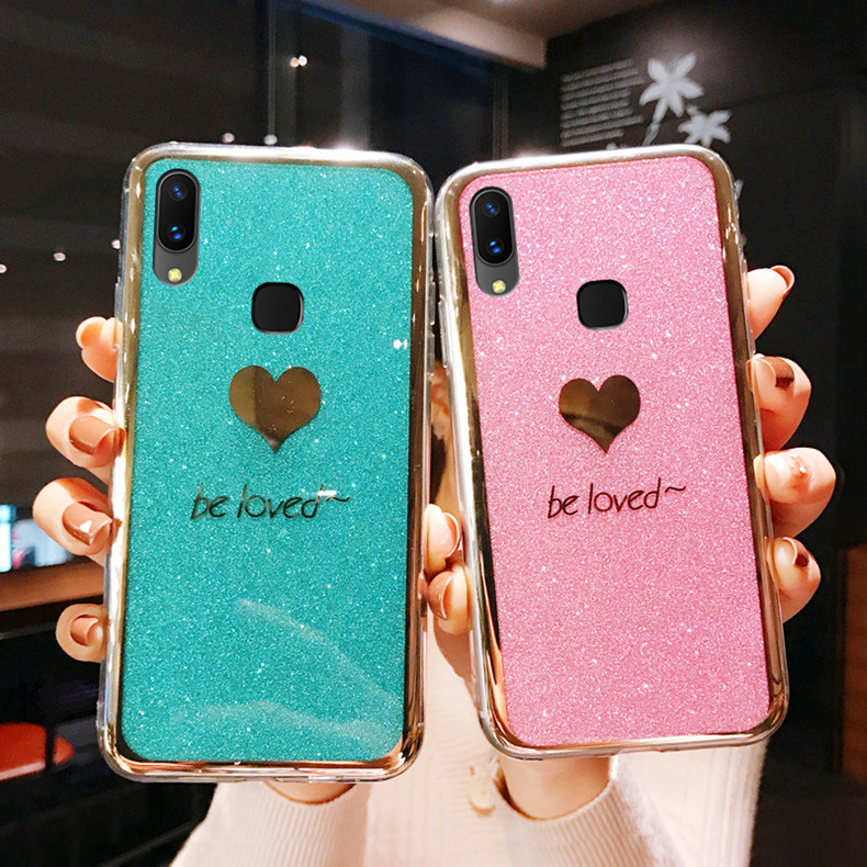 vivoy85手机壳 z1网红 vovoy85a爱心电镀软viviz1i闪粉vlvoy v9创意