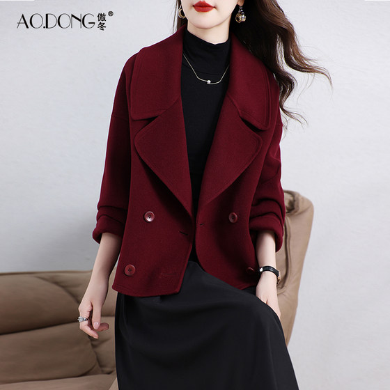 New double-sided fleece coat women's short short slim and small wool Korean style suit collar jacket reduces age-reducing autumn and winter New double-sided fleece coat women's short short slim and small wool Korean style suit collar jacket reduces age-reducing autumn and winter