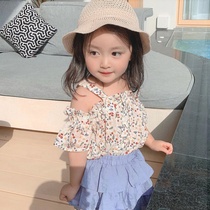 Girls hanging band Shirt Shred for Shoulder Summer Dress New Korean Version Womens Baby Loose Blouses Dress 100 Hitch Casual