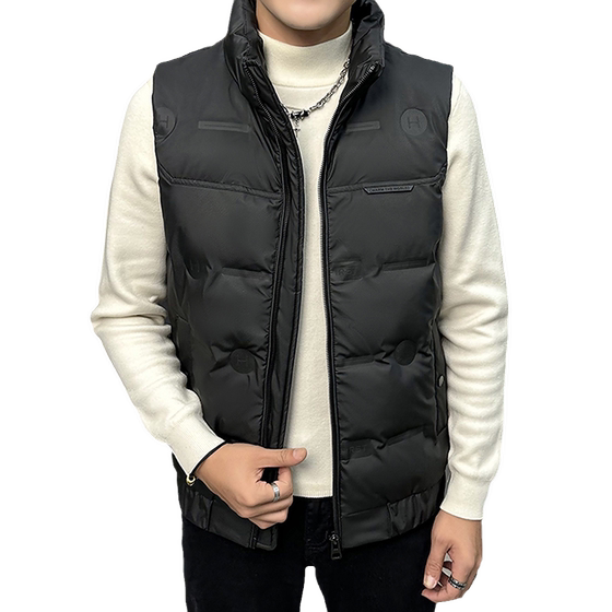 New autumn and winter men's white duck down warm outside wearing vest down jacket trend jacket vest vest plus velvet thickened horse clip New autumn and winter men's white duck down warm outside wearing vest down jacket trend jacket vest vest plus velvet thickened horse clip