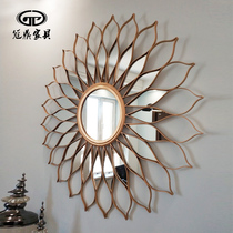 Guanding Sun decorative mirror custom restaurant Wall Wall Wall creative mirror light luxury living room background wall porch mirror