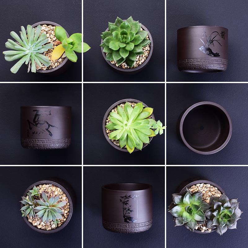 Purple sand flowerpot more meat small creative custom coarse pottery ceramic the plants breathe freely contracted household specials flesh POTS