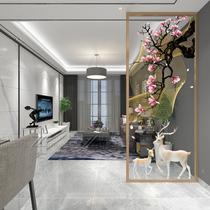 Modern Art Glass Custom Screen Aisle Partition Wall Living-room Bifacial Frosted Euphotic Painted Steel Mamelized Plum Blossom Deer