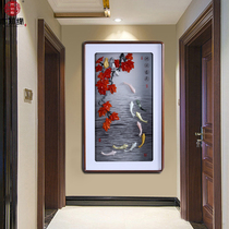 Home entrance decoration painting New Chinese vertical version of the aisle landscape painting Door living room corridor end wall jade mural