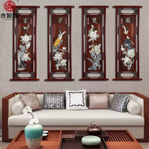 Wood Zhiyuan home decoration New Chinese jade carving painting Hanging painting Entrance decoration painting relief painting Modern mural living room Living room painting