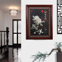 New Chinese style entrance decoration painting living room dining room Solid wood jade carving pendant relief corridor aisle sofa background