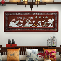 Dongyang jade carving horizontal screen pendant New Chinese solid wood jade decorative painting living room TV sofa background wall craft painting