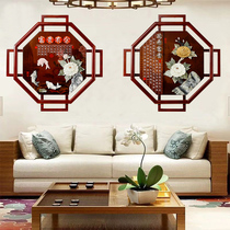Wood Zhiyuan home decoration New Chinese jade carving painting Entrance decoration painting Three-dimensional relief wall decoration Dining room living room sofa background