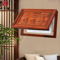 Dongyang wood carving solid wood distribution box electric meter box shielding case living room Chinese style decoration painting power supply electric brake box hanging painting