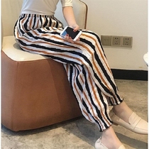 (Cotton) seaside resort beach pants ladies summer thin blouses anti-mosquito pants loose cotton silk pajama pants