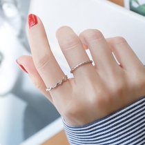 Xiu Crown 925 sterling silver cold wind ins joint ring female set of fashion personality tide Net red food ring