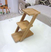 Green dill desktop small flower rack Mini fleshy shelf Bay window sill Balcony living room office multi-layer flower pot solid wood