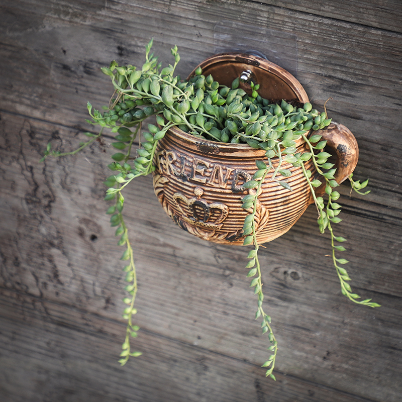 Hanging ceramic flower POTS with a hole more than meat flesh POTS of creative wall decoration indoor Hanging other retro floral outraged