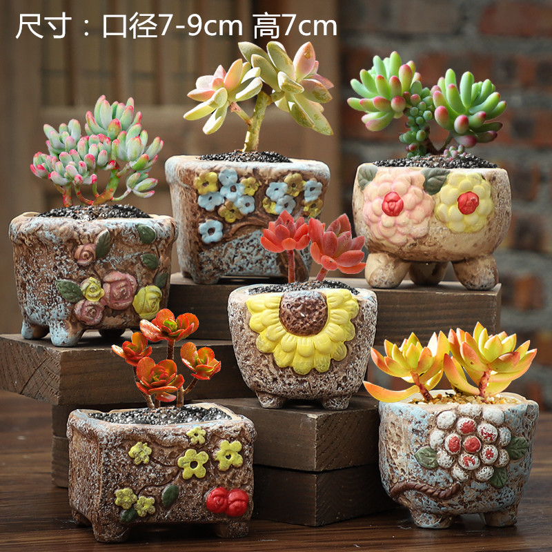 Ceramic pot small special creative breathable more meat more thumb the plants flower pot basin clearance size wholesale