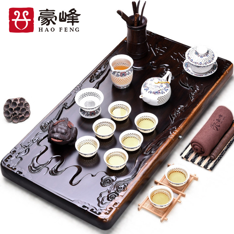 HaoFeng sheet of the ebony wood home ground kung fu tea set tea sea its tea home