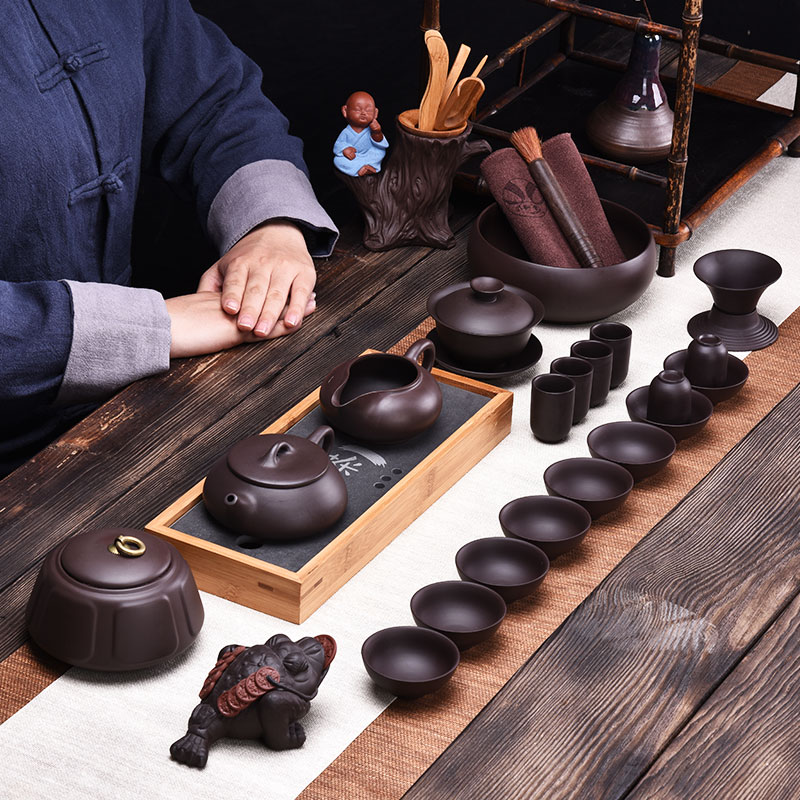 HaoFeng yixing it kung fu tea with a suit of a complete set of domestic tea tray teapot tea pot of tea accessories