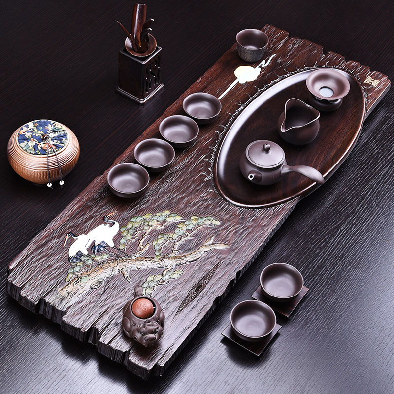 HaoFeng the whole piece of ebony wood tea tray was kung fu and exquisite tea sets purple sand tea tea tea table