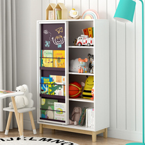 Baby bookshelf Childrens bookcase with blackboard shelf Multi-layer childrens finishing locker Picture book storage rack combination