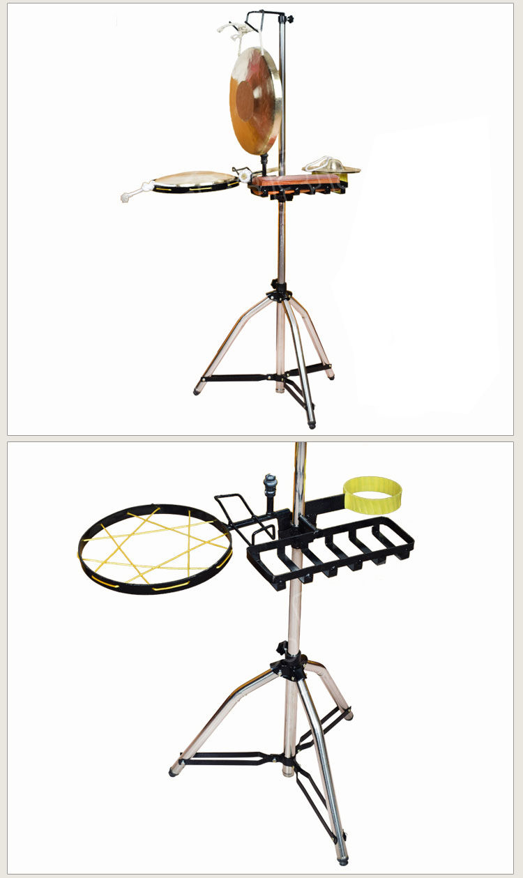 锣架铜锣架子不锈钢锣架铜锣锣架一打三铜器架子锣镲架升降锣架子_双