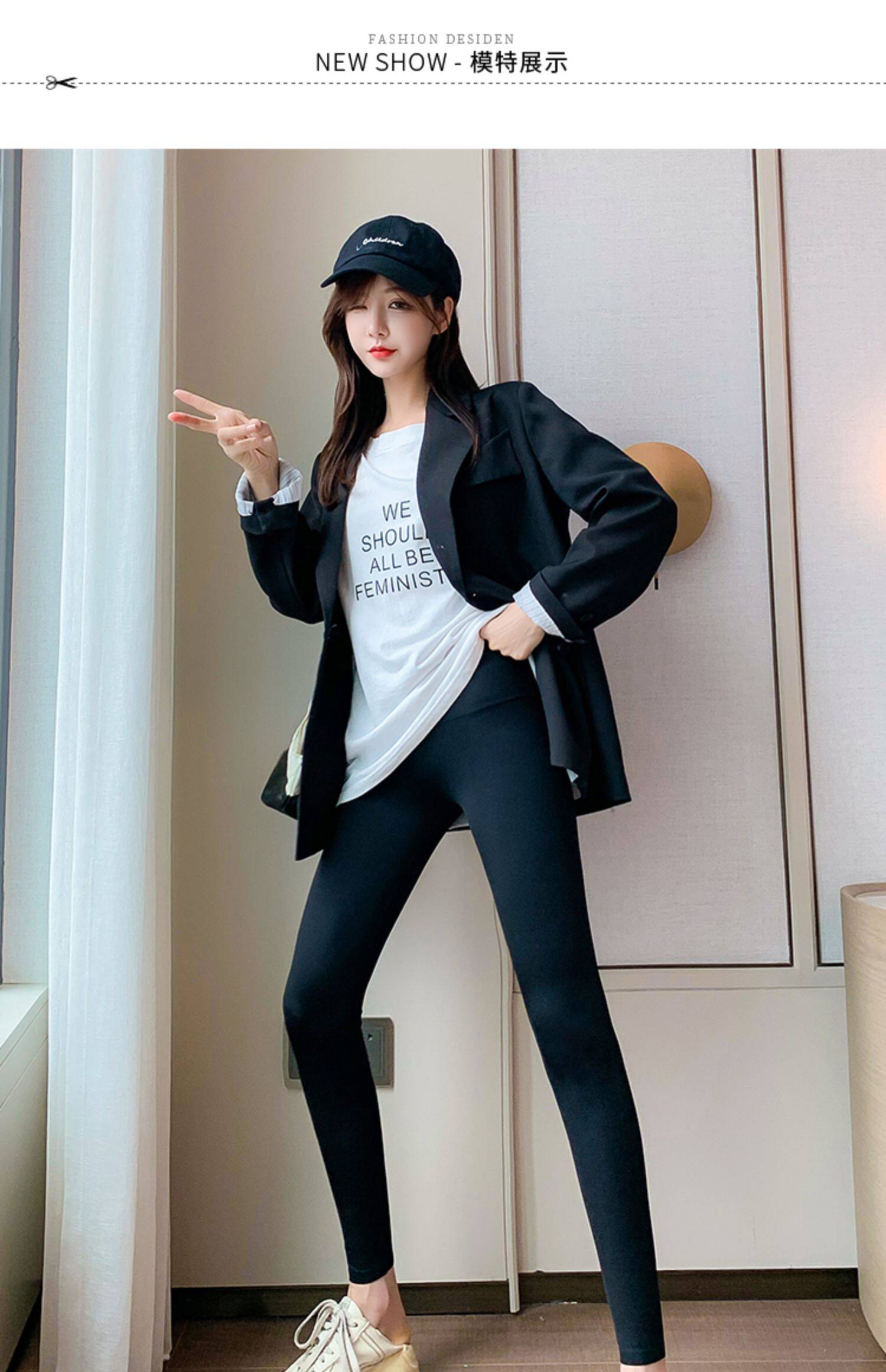 鲨鱼皮裤女外穿春秋薄款芭比裤收腹提臀压力瘦腿瑜伽九分打底裤