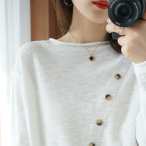 Early autumn 2020 cotton and hemp knitted long-sleeved fashion womens loose knitwear thin breathable base shirt
