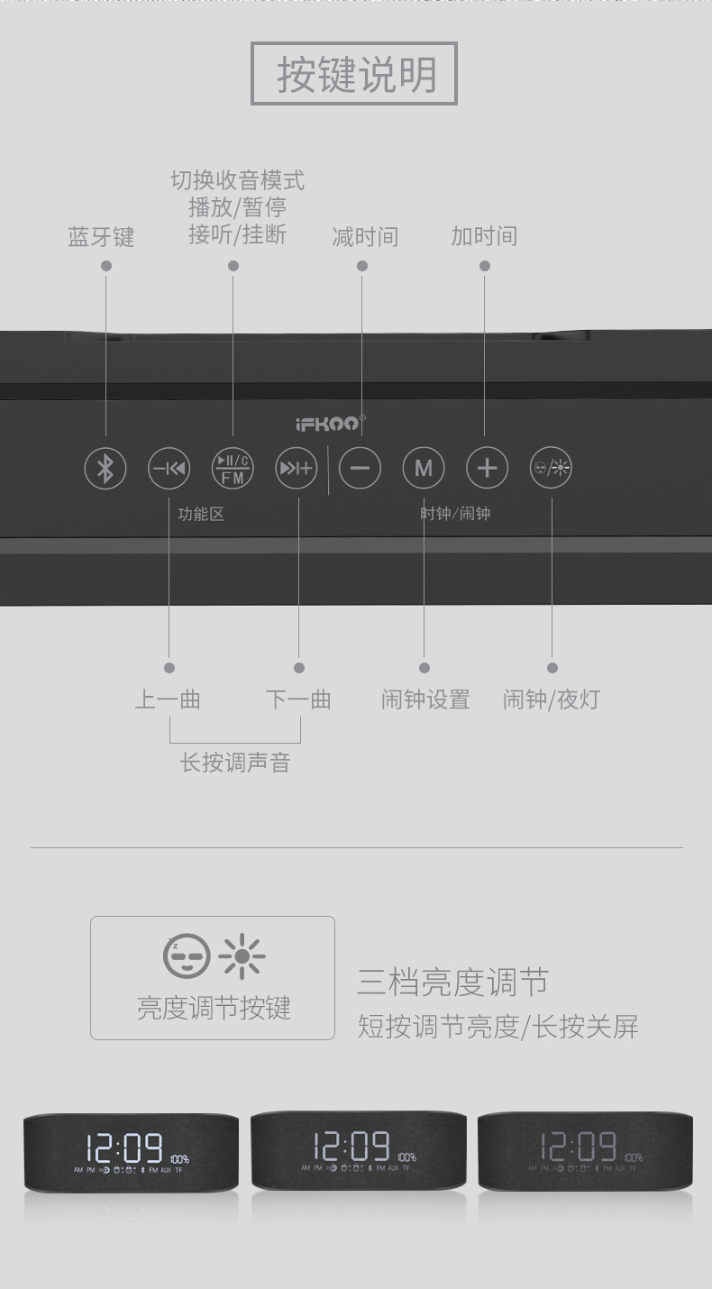 ifkoo蓝牙音箱说明书,魔尚蓝牙音箱a02说明书 ifkoo/伊酷尔 q9布艺闹钟蓝牙音箱手机低音炮创意桌面小音响迷你_7折