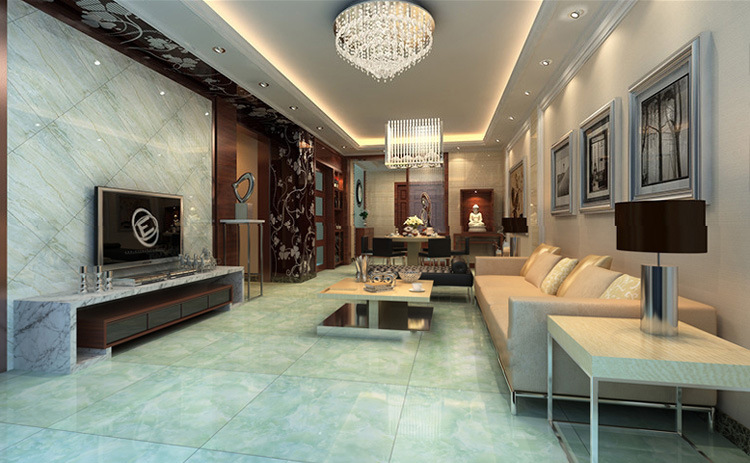 【玖梦】厂家直销 全抛釉瓷砖800x800浅绿色翡翠玉石 防滑防污