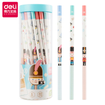 deli deli 33330 and 33331 pencil primary school students with non-toxic cartoon logs for children to write homework HB lead-free 2b kindergarten beginner hexagonal bar sketch exam stationery