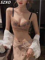South Korea SZVA underwear women's small chest gathered without steel ring sexy lace bra set chest large adjustable bra