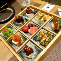 Wooden Nine Miymioge Trays Day Style Grilled Meat Shop Hot Pot ingredients Vegetable Divided Trays Cutlery Bamboo Cutlery