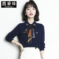Snowspun shirt woman early spring temperament blouse 2022 new bow tie long sleeve floating with shirt foreign air fashion chic