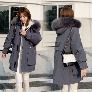 优莱慕冬季棉服女潮ins韩版宽松中长款学生超火大毛领棉衣外套