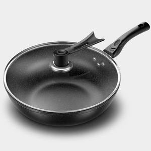 粘锅包退麦饭石炒锅30CM32CM34CM家用炒菜锅无油烟锅不粘锅铁锅具