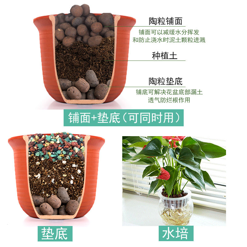 Breathable bottom and flowers flower backfill soil particle clay toilet ceramsite green plant roots rotted large granular package mail